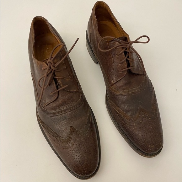 Frye || Mixed Leather Wingtip Oxford Derby Shoes Brown‎ 10.5 main image 4